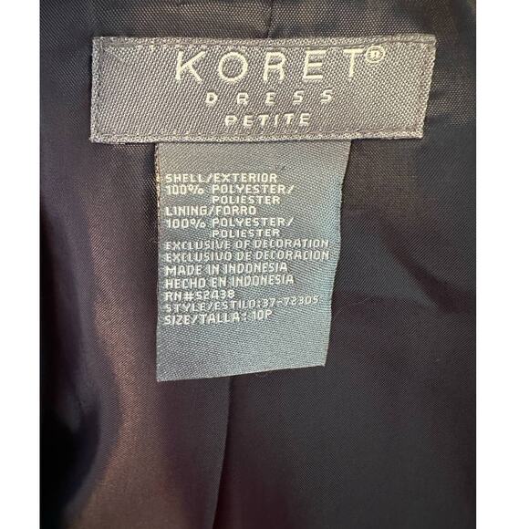 Koret blue floral embroidered lapel 3/4 sleeves blazer size 10P - Picture 3 of 9